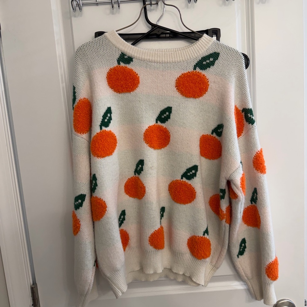 Cider Orange and Green Patterned Sweater